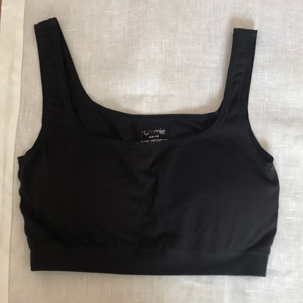Yummie Black Full Coverage Sports Bra Sz S/M